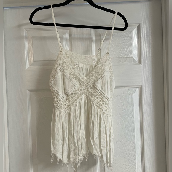 TALORI white crochet frayed style gauze camisole tank top - Picture 1 of 12